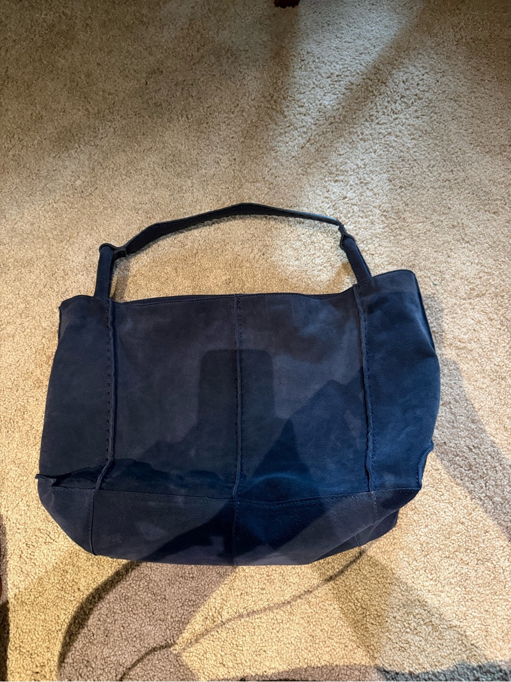 The Sak Los Feliz Large Tote Blue Maritime Suede Slouchy Shoulder Bag Boho